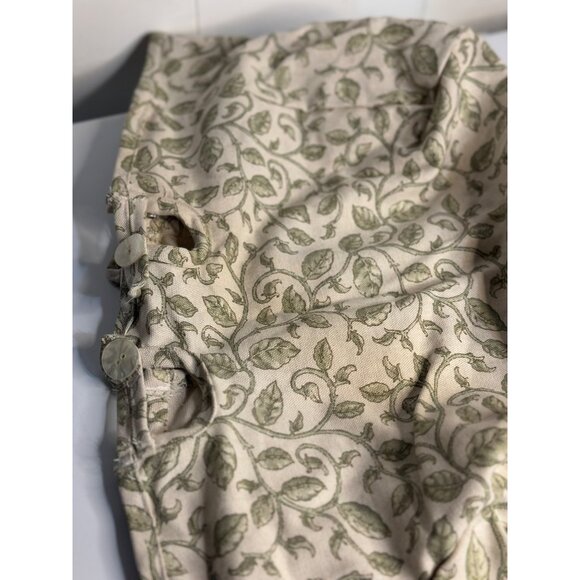 VTG Longaberger Basket Liner Green Leaf Ornate Vine Pattern 22"x11" Fabric - Picture 2 of 5